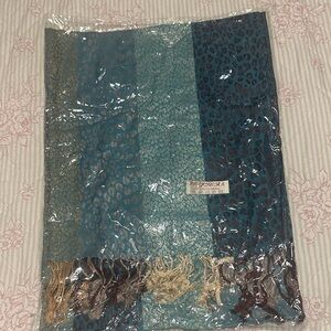 Pashmina Blue and Teal Animal Print Scarf